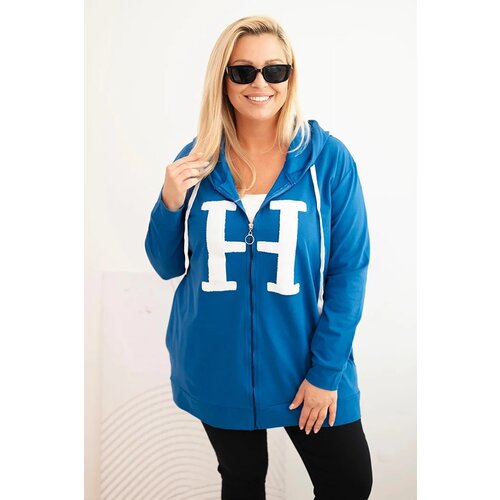 Kesi Women&amp;#039;s Plus Size cotton hoodie with a large letter H cobalt blue Slike