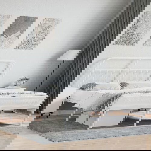 VidaXL Metalni okvir za krevet s uzglavljem bijeli 140 x 190 cm Slike