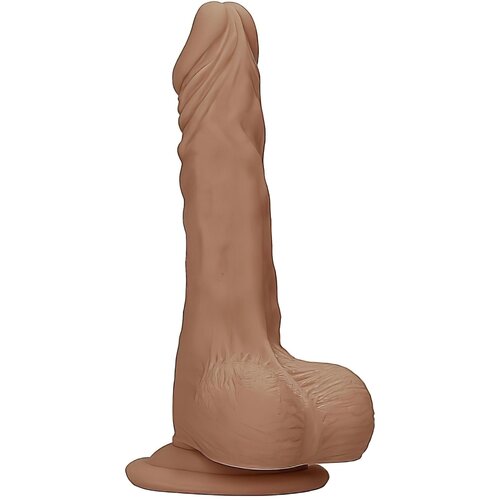 REALROCK Dong 10 - realistični dildo s testisi (25 cm) - temno naraven Slike