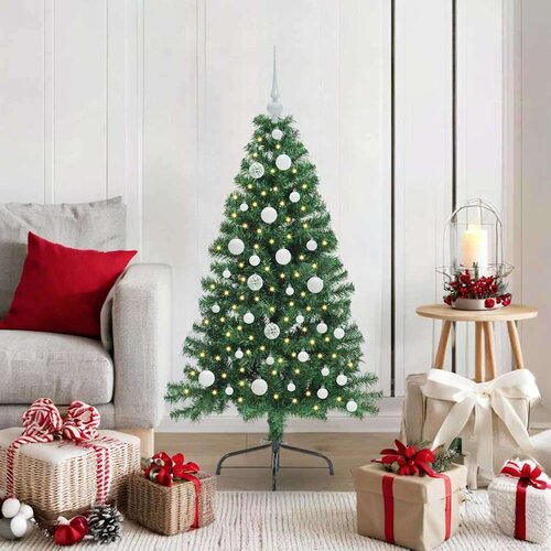 vidaXL Umjetna preddekorirana božićna jelka Zelena 120 cm PVC Cene