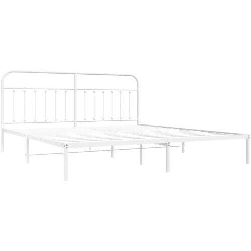  Metalni okvir za krevet s uzglavljem bijeli 193x203 cm Slike