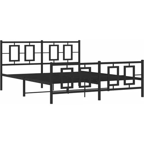 vidaXL Kovinski posteljni okvir z vzglavjem in vznožjem črn 150x200 cm, (21038521)