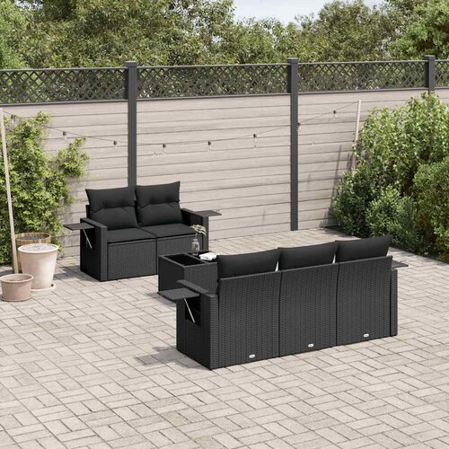  6-dijelni set vrtnih sofa s jastucima crni od poliratana Crna 85 x 62 x 69 cm Cijene