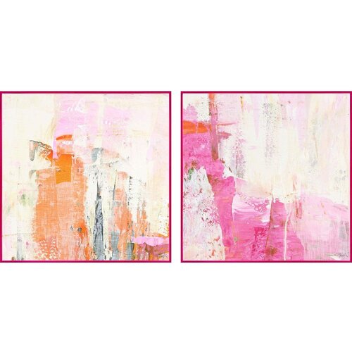 Malerifabrikken Tiskane/s ručno oslikanim elementima slike u setu 2 kom s okvirom/na platnu 41,5x41,5 cm New Age Pink – Cene