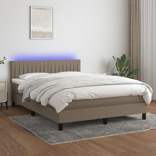Krevet box spring s madracem LED smeđesivi 140x200 cm tkanina Cene
