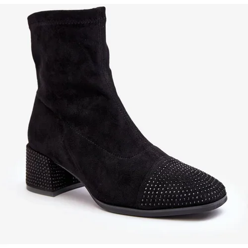 Kesi Women's low-heeled boots with embellishment, black Vissias