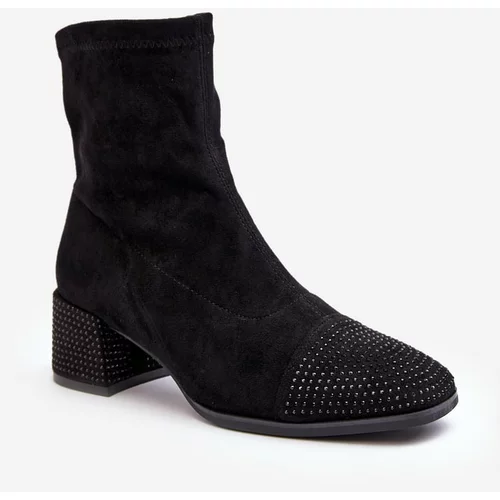 Kesi Women's low-heeled boots with embellishment, black Vissias