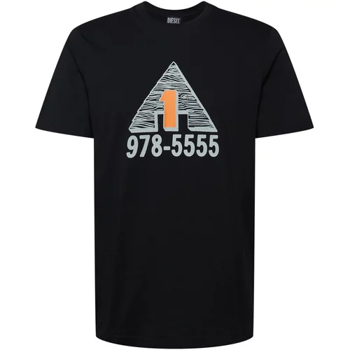 Diesel Majica 'JUST' svetlo siva / neonsko oranžna / črna