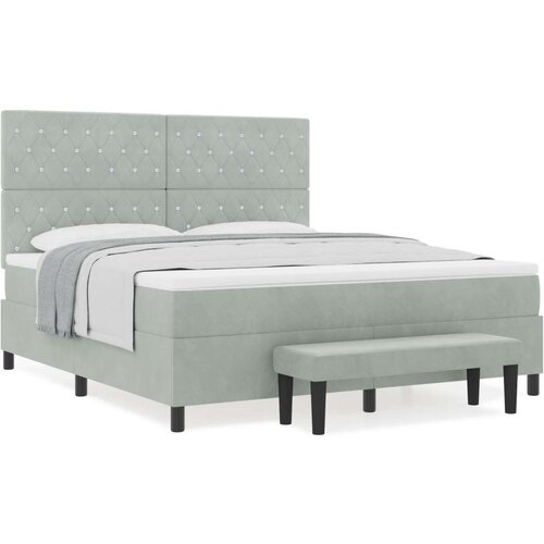 Box Spring Krevet s Madracem i Klupom Svijetlo Siva 180x200 cm Bar&amp;scaron;un Slike