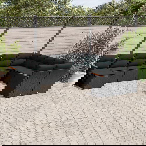 vidaXL 11-dijelni set vrtnih sofa od poliratana s jastucima crni Cijene