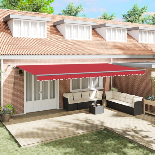 vidaXL Automatska uvlačiva tenda s LED Crvena 600x300 cm, Zamjenska tkanina za tendu 6x3 m Crvena Cijene