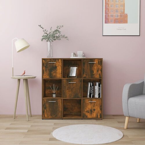  The Living Store Knjižna omara dimljeni hrast 90x30x90 cm inženirski les - Knjižna Omara, (21431307) Slike