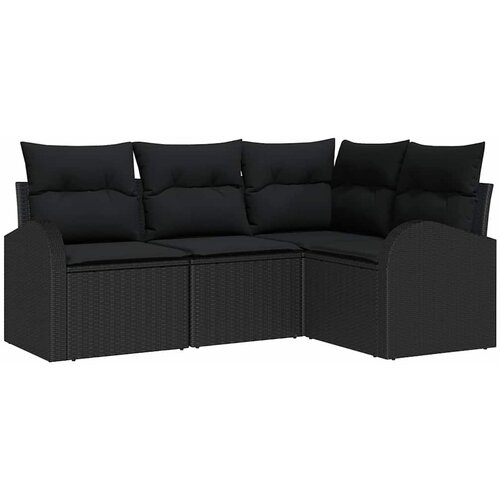  Sjedeća garnitura za vrt 4 kom. Crna poliratan 179 x 124 x 85 cm Slike