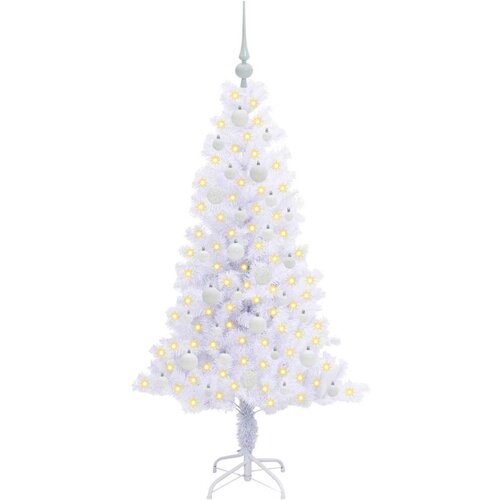 VidaXL Umjetno božićno drvce s stalakom Bijelo 150 cm PVC i čelik Slike