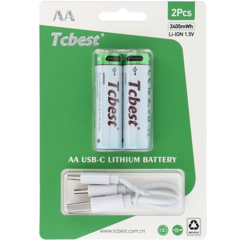 TCBEST punjiva baterija  R6 (aa) 650 mah sa soketom type c + usb a kabal 2 x type c (2 kom) Cene