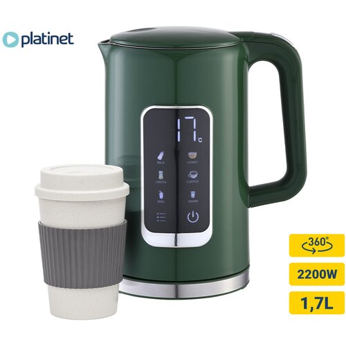 Platinet PEKR723 grelnik vode, 1.7L, 2200W, digitalni zaslon, 5 stopenj, funkcija keep warm, varnostne zaščite, samodejni izklop, 360° podstavek, +gratis skodelica, (21591858) Cene