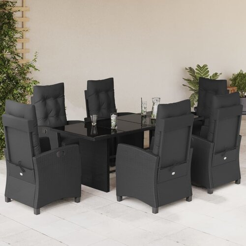  9-dijelni vrtni blagovaonski set s jastucima poliratan smeđi Slike