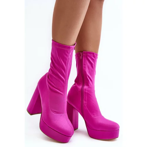 Kesi High heel ankle boots with zipper, Pink Peculia