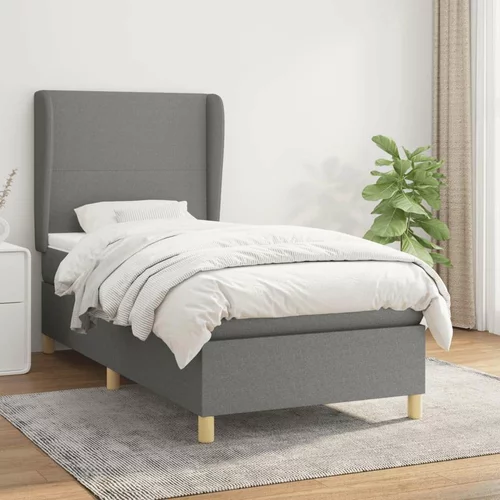  Box spring postelja z vzmetnico temno siva 90x200 cm blago, (20790205)