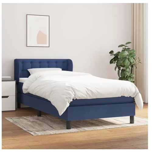  Box spring postelja z vzmetnico modra 100x200 cm blago