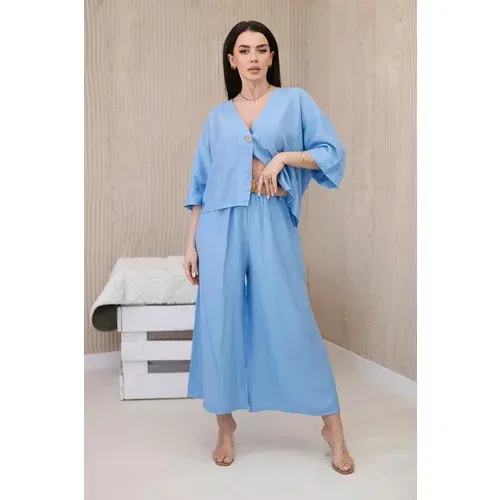 Kesi Viscose blouse + wide trousers blue