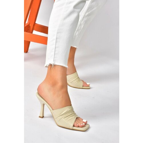 Fox Shoes Beige Women's Thin Heeled Slippers Slike