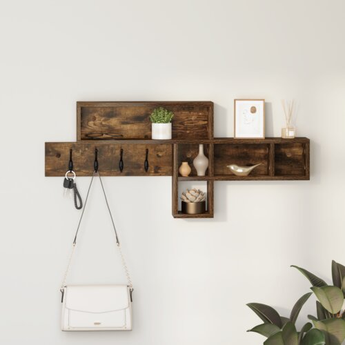 VidaXL Vje&amp;scaron;alica za kapute na zidu Dimljeni hrast 100 x 12 x 43.5 cm Slike