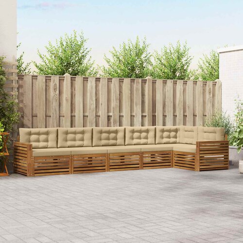  Set vanjskih sofa 6 kom. Prirodna i bež Smeđa 410 x 170,5 x 73 cm Slike
