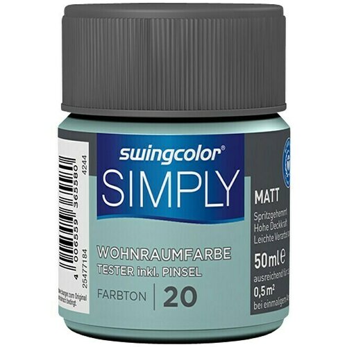 SWINGCOLOR Boja za zid SIMPLY Tester (Plava &amp;ndash; br. 20, 50 ml, Mat) Slike