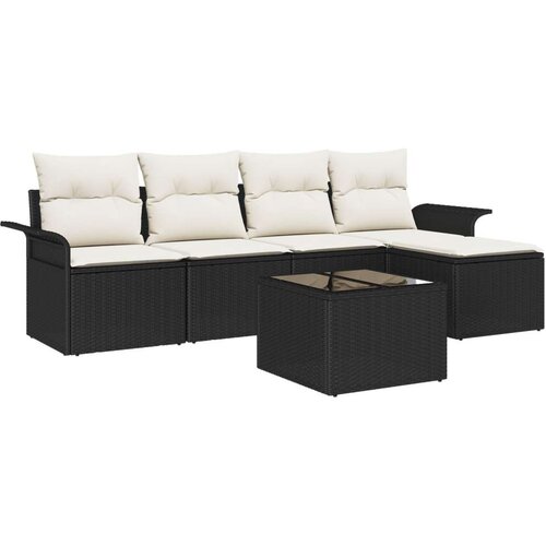 VidaXL 5-dijelni vrtni sofa set s jastučićima smeđi poli ratan Slike