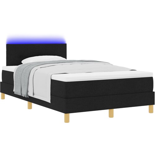 VidaXL Krevet s podnicom i madracem &amp;amp; LED Crna 120x200 cm Tkanina Slike