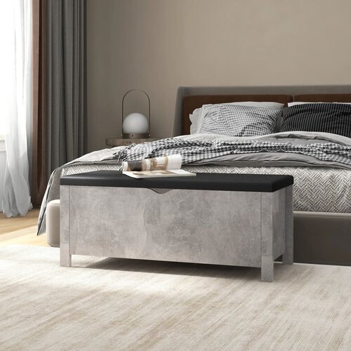 VidaXL Kutija za pohranu s jastukom boja betona 105x40x45 cm iverica Slike