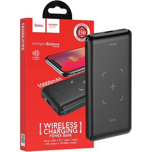hoco. Hoco Punjač prijenosni, USB + bežični, 10000mAh - J50 Surf, Crni Cijene