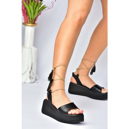 Fox Shoes Women's Black Chunky-soled Ankle Sandals Slike