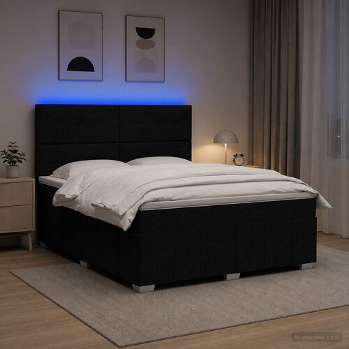  LED okvir za krevet s madracem Crna 140 x 190 cm Tkanina Cene