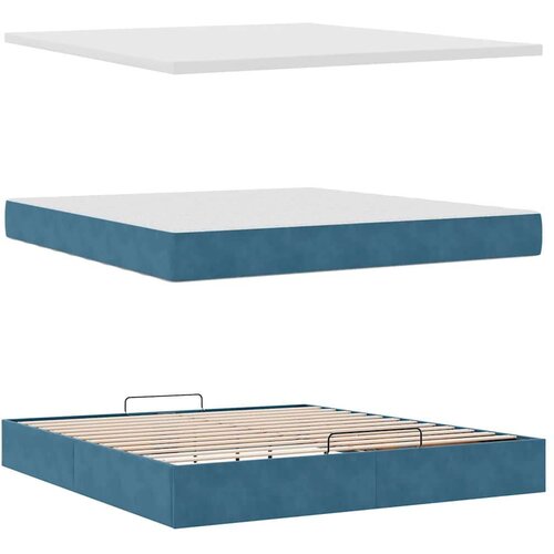 VidaXL otomanski krevet s madracem tamnoplavi 180x200 cm bar&amp;scaron;unasti Slike