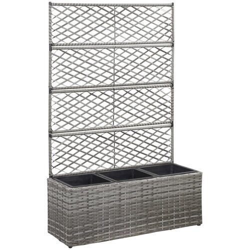  Sadilica s re&scaron;etkom i 3 posude 83x30x130 cm od poliratana siva Cene