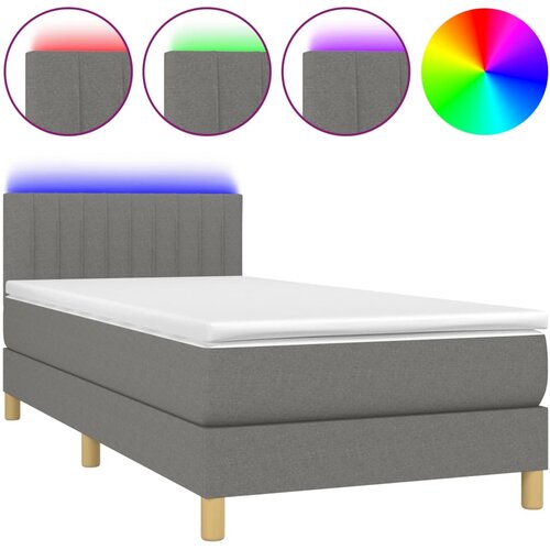 Maison Chic Box spring postelja - Vzmetna postelja z vzmetnico LED temno siva 80x200 cm blago SL16107, (21908142) Slike