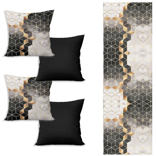 Minimalist Cushion Covers Namizni tekač in komplet 4 prevlek za blazine Optic - Minimalist Cushion Covers Cene