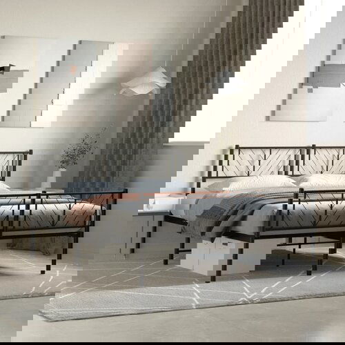 VidaXL Metalni okvir kreveta uzglavlje i podnožje crni 140x200 cm Slike