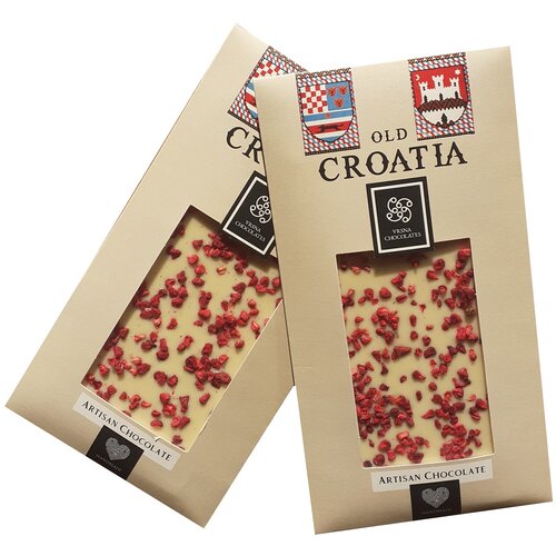 Vrsna Chocolates Old Croatia, bijela s malinom, 75g Slike