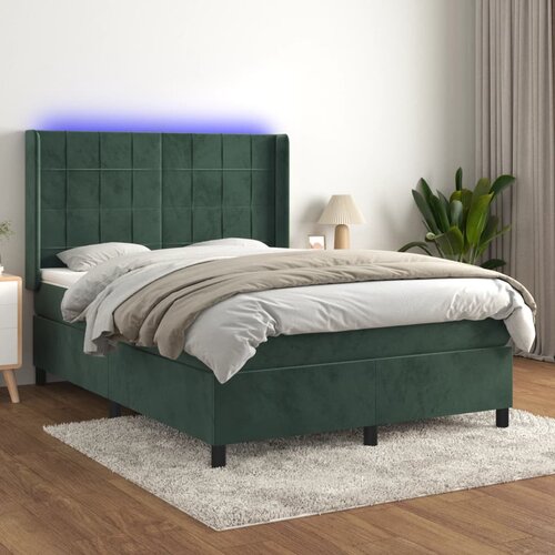  The Living Store Box spring postelja z vzmetnico LED tem. zelena 140x190cm žamet - Box Spring Postelja, (21455839) Slike