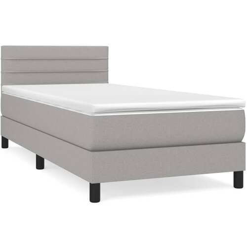 VidaXL Box spring postelja z vzmetnico svetlo siva 90x190 cm blago, (20791346) Slike