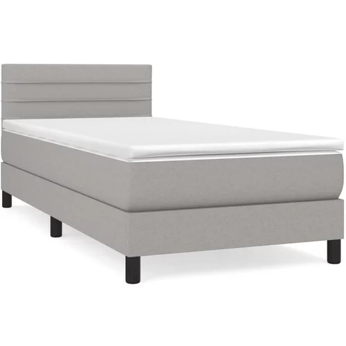 vidaXL Box spring postelja z vzmetnico svetlo siva 90x190 cm blago, (20791346)