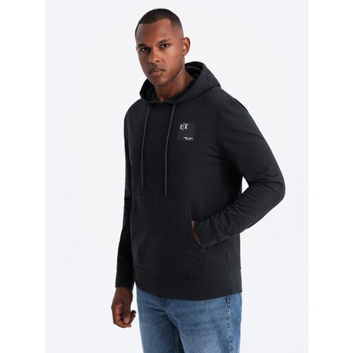 Ombre Men's hooded kangaroo sweatshirt with logo - black Slike