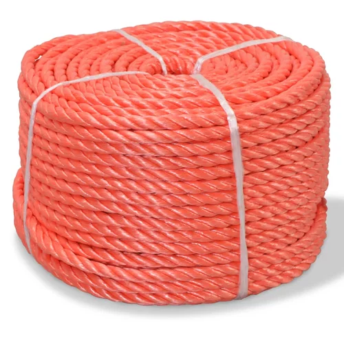 vidaXL Zvita vrv polipropilen 16 mm 100 m oranžna