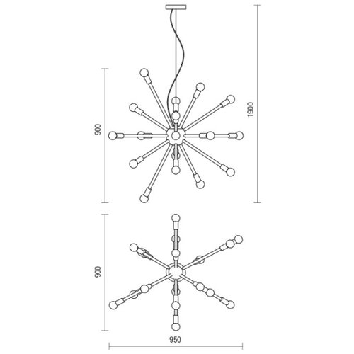  Redo 01-2935 - Visilica na sajli STELLAR 18xE14/25W/230V zlatna Slike