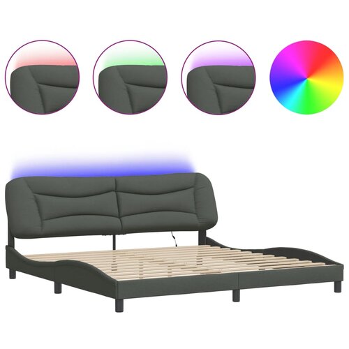 Maison Chic Posteljni okvir - Dvoposteljna postelja - Zakonska postelja z LED brez vzmetnice temno siv 200x200 cm blago, (21696860) Cene