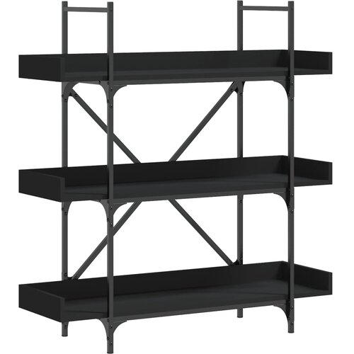 Maison Chic Knjižna omara - Knjižni regal 3-nadstropna črna 100x33x108,5 cm inženirski les, (21724815) Slike
