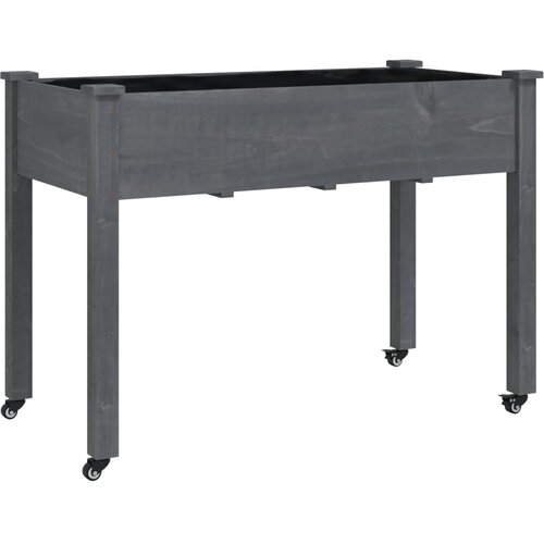 Maison Chic korito - Lonček za rože s podlogo in kolesi sivo 118x59x80 cm trden les jelke, (22057478) Slike